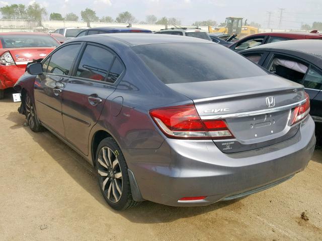 19XFB2F93FE103399 - 2015 HONDA CIVIC EXL GRAY photo 3