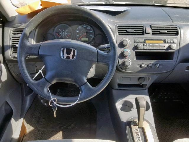 1HGES16261L039224 - 2001 HONDA CIVIC DX SILVER photo 9