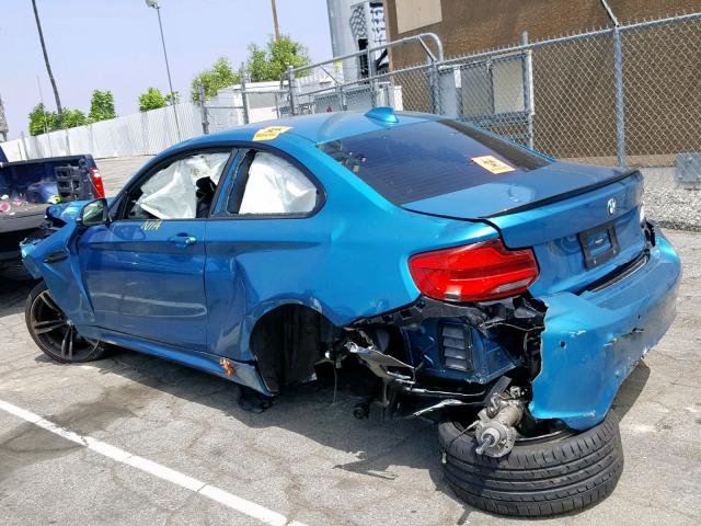 WBS1J5C53JVD37719 - 2018 BMW M2 BLUE photo 3
