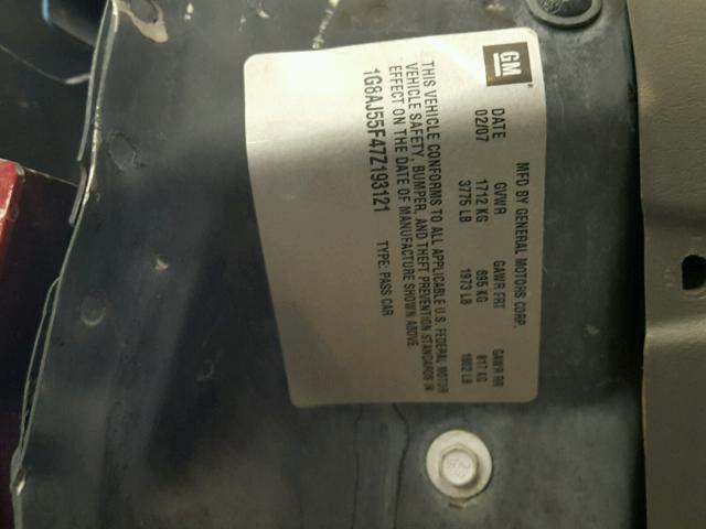 1G8AJ55F47Z193121 - 2007 SATURN ION LEVEL RED photo 10