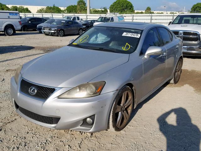 JTHBF5C27B5142626 - 2011 LEXUS IS 250 SILVER photo 2