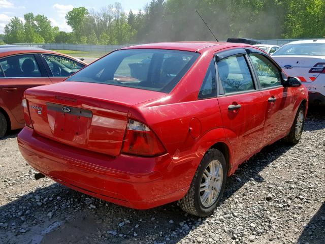 1FAFP34N57W137056 - 2007 FORD FOCUS ZX4 RED photo 4