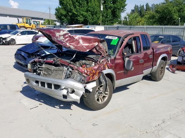 1B7HL48N02S560836 - 2002 DODGE DAKOTA QUA MAROON photo 2