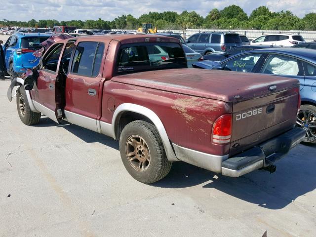 1B7HL48N02S560836 - 2002 DODGE DAKOTA QUA MAROON photo 3