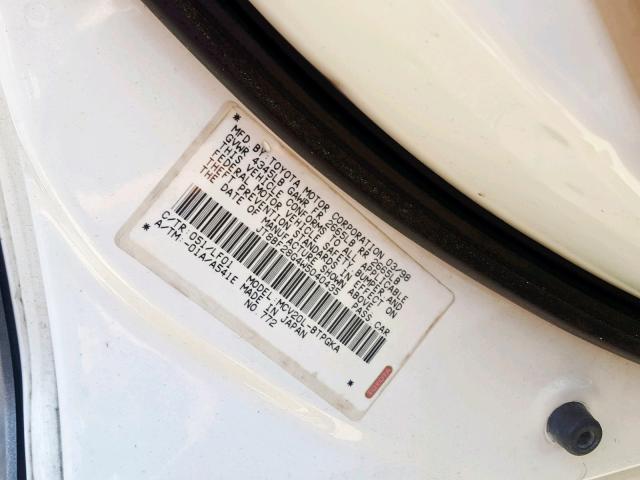 JT8BF28G4W5040435 - 1998 LEXUS ES 300 WHITE photo 10