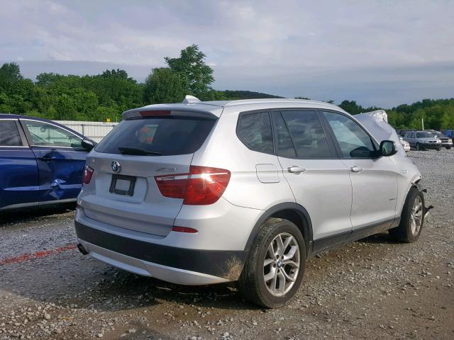 5UXWX7C57EL984760 - 2014 BMW X3 XDRIVE3 SILVER photo 4