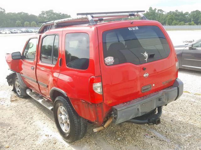 5N1ED28T21C504615 - 2001 NISSAN XTERRA XE RED photo 3