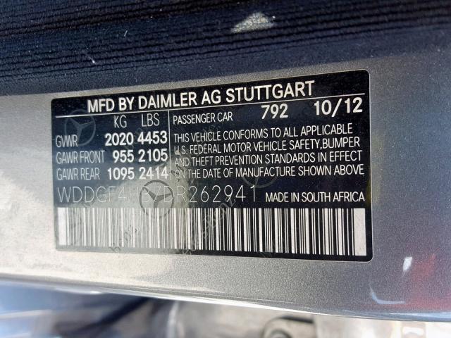 WDDGF4HB7DR262941 - 2013 MERCEDES-BENZ C 250 SILVER photo 10