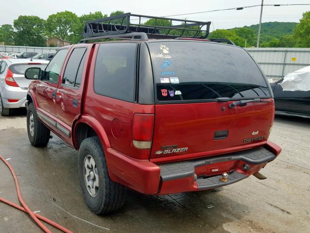 1GNDT13W7Y2397714 - 2000 CHEVROLET BLAZER MAROON photo 3