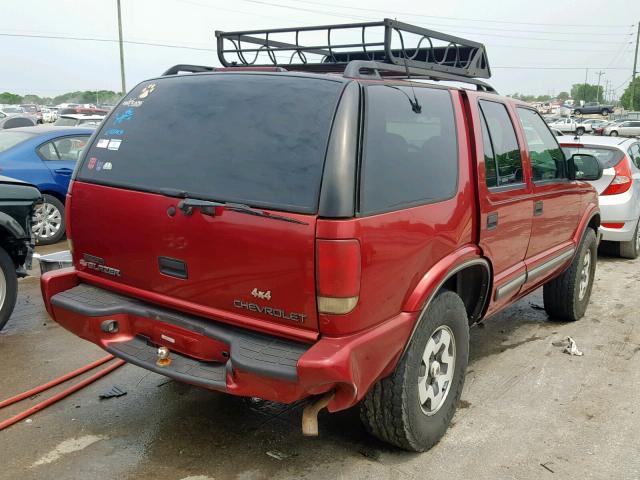 1GNDT13W7Y2397714 - 2000 CHEVROLET BLAZER MAROON photo 4