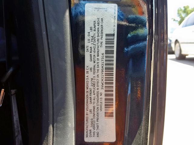 3VWCM31Y95M317316 - 2005 VOLKSWAGEN NEW BEETLE შავი ფოტო 10