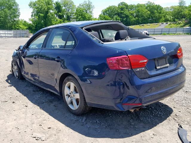 3VW2K7AJ7CM348458 - 2012 VOLKSWAGEN JETTA BASE BLUE photo 3