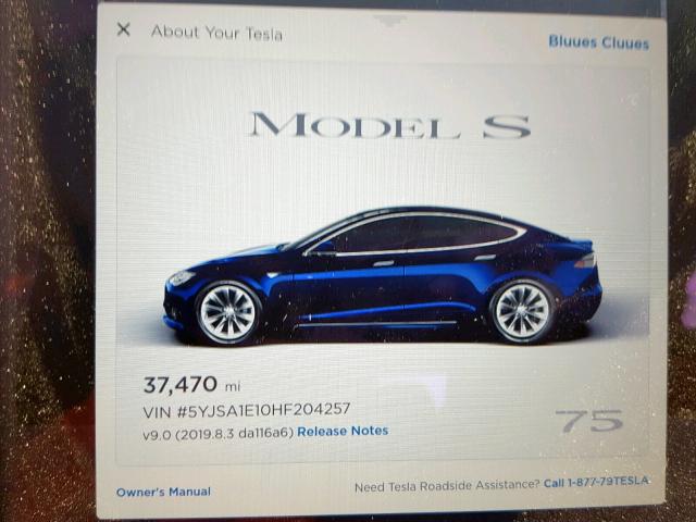5YJSA1E10HF204257 - 2017 TESLA MODEL S أزرق صورة 8