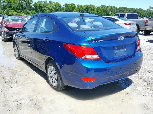 KMHCT4AE5GU062501 - 2016 HYUNDAI ACCENT SE BLUE photo 3