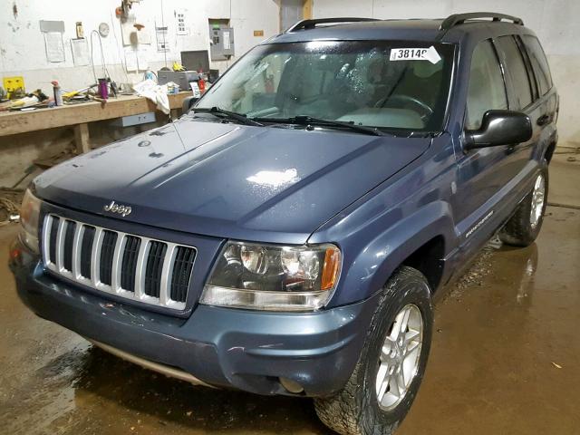 1J4GW48S34C354278 - 2004 JEEP GRAND CHER BLUE photo 2