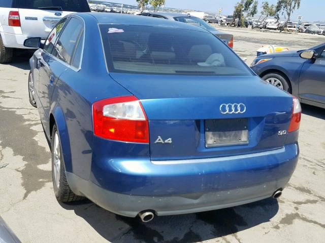 WAUJT68E74A075483 - 2004 AUDI A4 3.0 BLUE photo 3