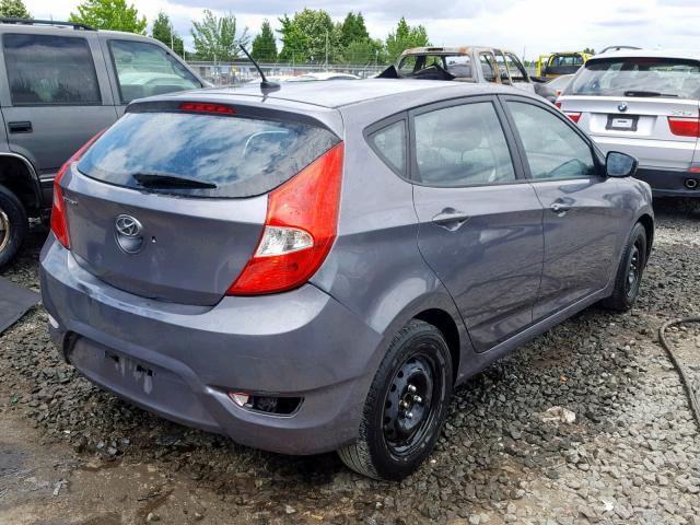 KMHCT5AE8FU213609 - 2015 HYUNDAI ACCENT GS GRAY photo 4