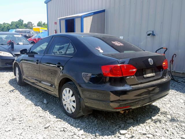 3VW2K7AJ7CM351568 - 2012 VOLKSWAGEN JETTA BASE 黑色 照片 3