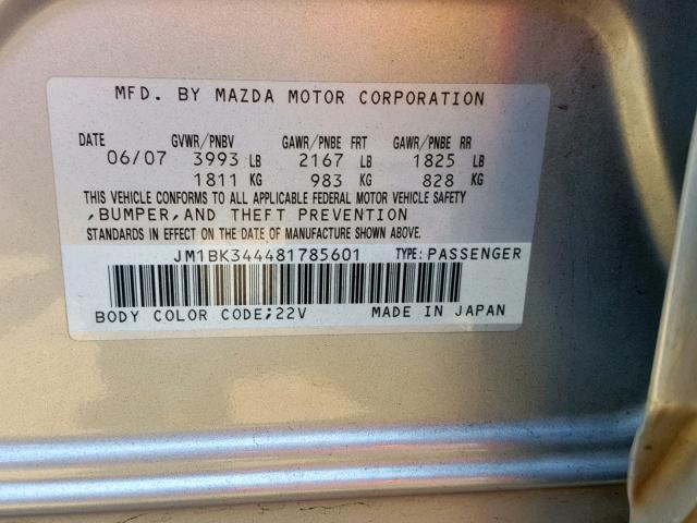 JM1BK344481785601 - 2008 MAZDA 3 HATCHBAC SILVER photo 10