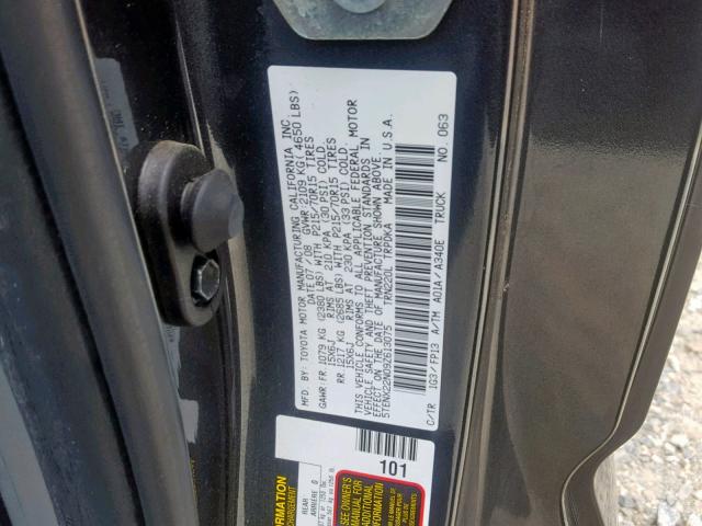 5TENX22N09Z613075 - 2009 TOYOTA TACOMA GRAY photo 10