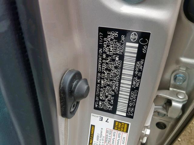 JTDKARFP0H3061633 - 2017 TOYOTA PRIUS PRIM 金色 照片 10