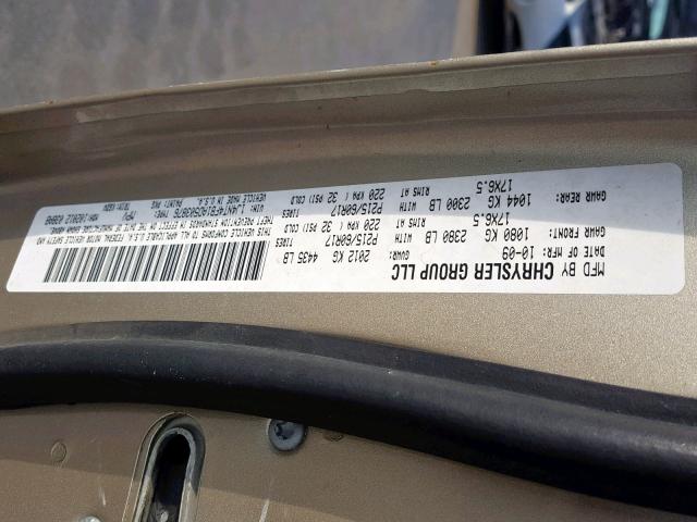 1J4NT4FB1AD503876 - 2010 JEEP COMPASS SP 金色 照片 10