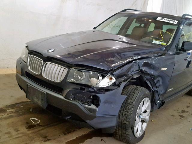 WBXPC93479WJ27673 - 2009 BMW X3 XDRIVE3 BLUE photo 9