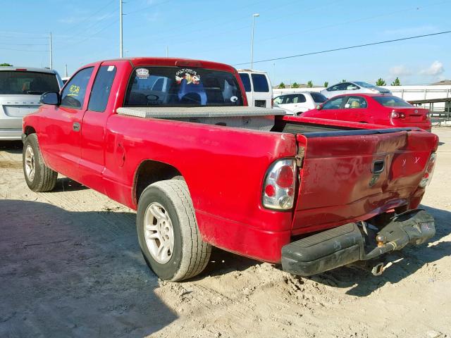 1D7GL12K24S661023 - 2004 DODGE DAKOTA SXT RED photo 3