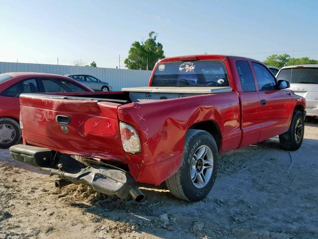 1D7GL12K24S661023 - 2004 DODGE DAKOTA SXT RED photo 4