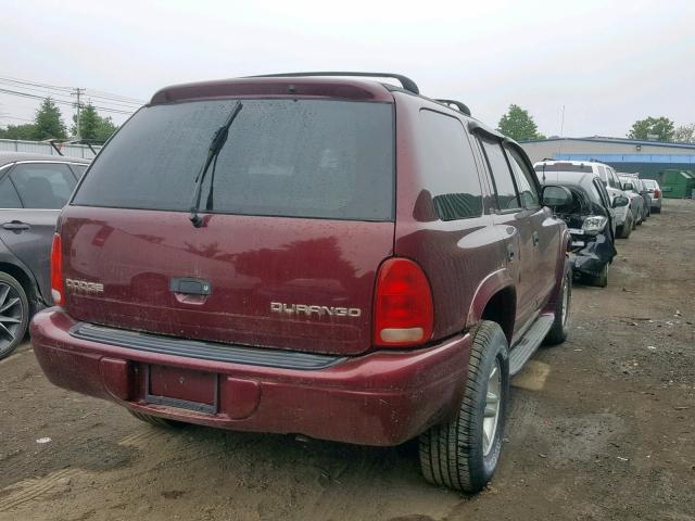 1B4HS58N92F179839 - 2002 DODGE DURANGO SL BURGUNDY photo 4