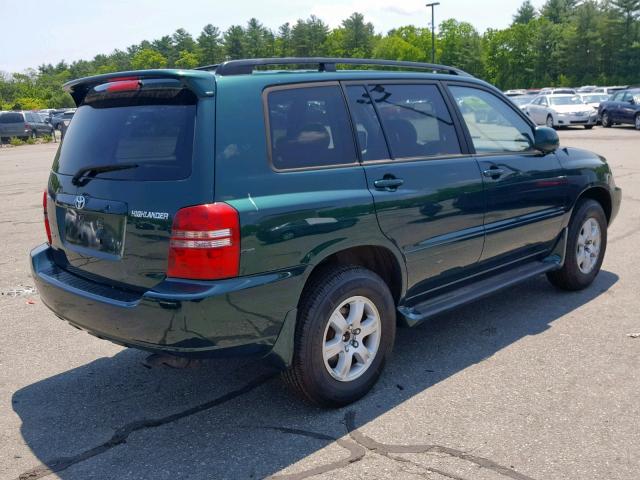 JTEHD21A830024959 - 2003 TOYOTA HIGHLANDER GREEN photo 4