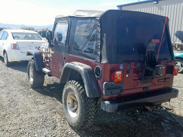 1J4FA29143P331913 - 2003 JEEP WRANGLER / MAROON photo 3