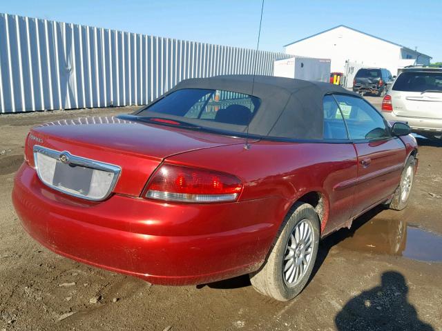 1C3EL45X34N334899 - 2004 CHRYSLER SEBRING LX BURGUNDY photo 4