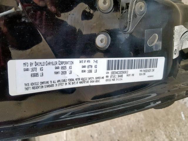 1B3ES46C32D503012 - 2002 DODGE NEON SE BLACK photo 10