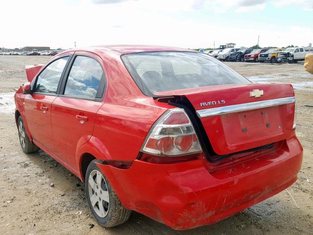 KL1TD56617B088699 - 2007 CHEVROLET AVEO BASE RED photo 3