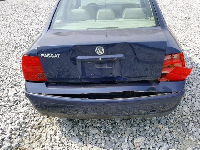 WVWMA63B0XE288890 - 1999 VOLKSWAGEN PASSAT GLS BLUE photo 9