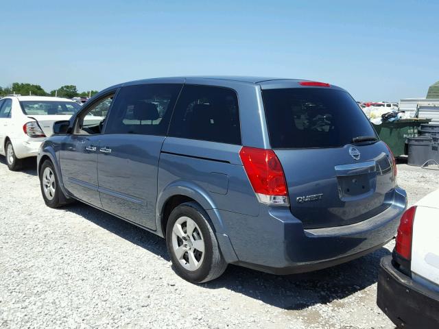 5N1BV28U98N107183 - 2008 NISSAN QUEST S BLUE photo 3