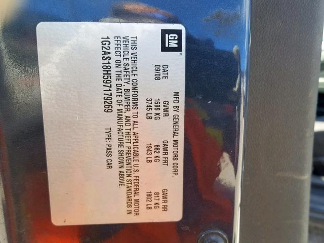 1G2AS18H597179269 - 2009 PONTIAC G5 GRAY photo 10
