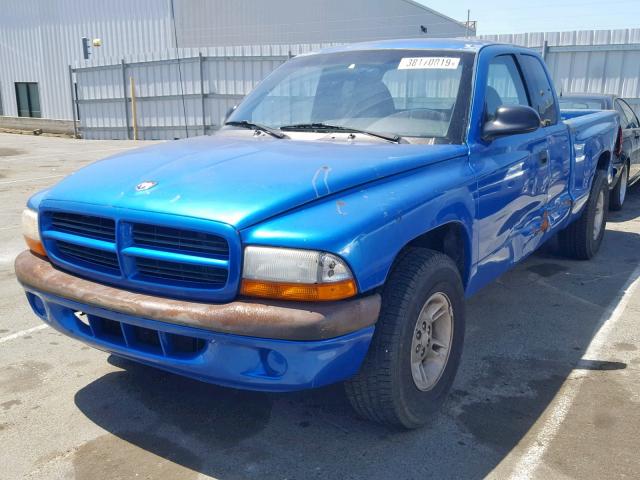 1B7FL22P7XS232679 - 1999 DODGE DAKOTA BLUE photo 2