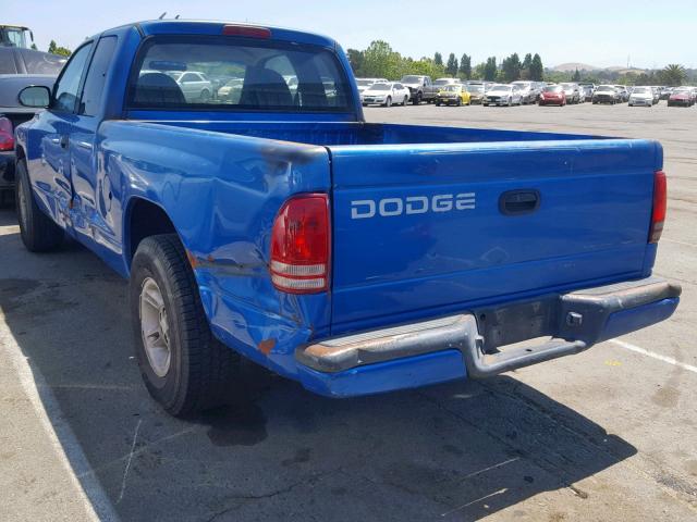 1B7FL22P7XS232679 - 1999 DODGE DAKOTA BLUE photo 3