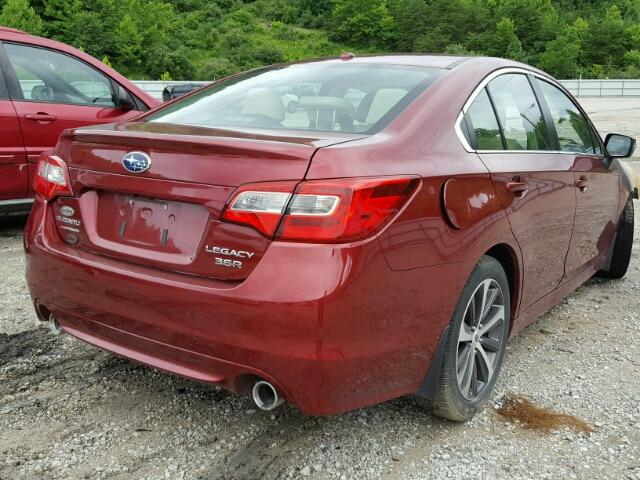 4S3BNEL60F3010851 - 2015 SUBARU LEGACY 3.6 RED photo 4