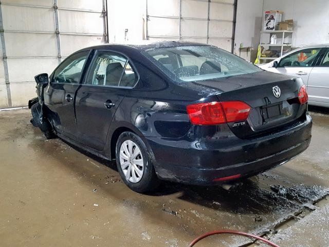 3VW2K7AJ1DM298240 - 2013 VOLKSWAGEN JETTA BASE BLACK photo 3