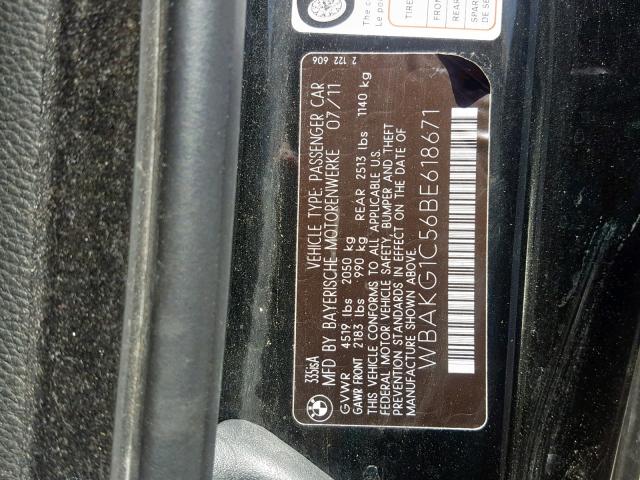 WBAKG1C56BE618671 - 2011 BMW 335 IS BLACK photo 10