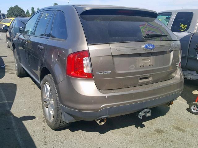 2FMDK4JC9CBA71143 - 2012 FORD EDGE SEL GRAY photo 3