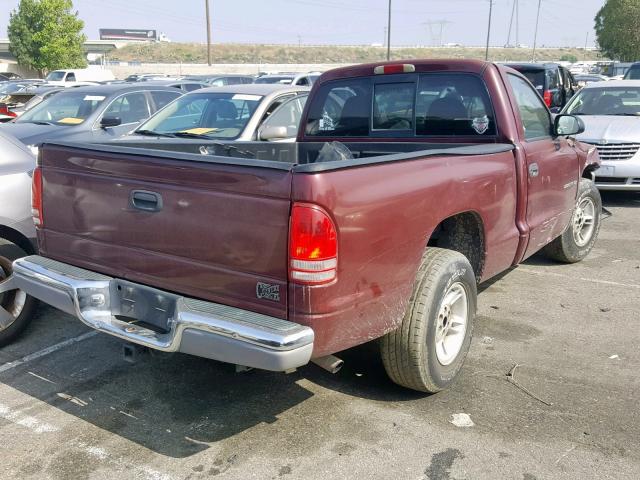 1B7FL26NXYS696690 - 2000 DODGE DAKOTA BURGUNDY photo 4