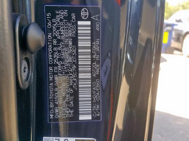 JTKJF5C79FJ013401 - 2015 TOYOTA SCION TC შავი ფოტო 10