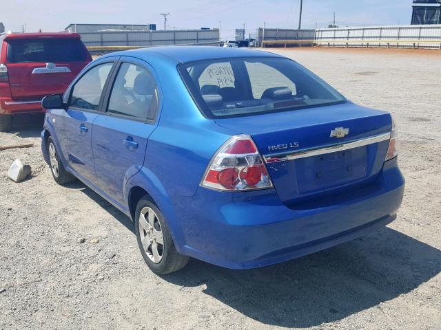 KL1TD56667B144054 - 2007 CHEVROLET AVEO BASE Mavi foto 3
