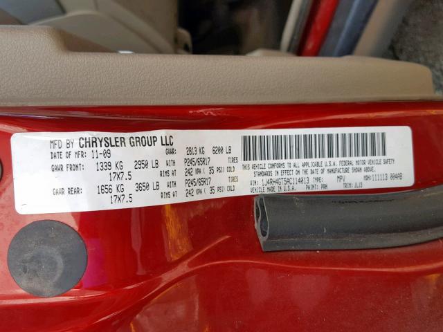 1J4RH4GT5AC114013 - 2010 JEEP COMMANDER RED photo 10