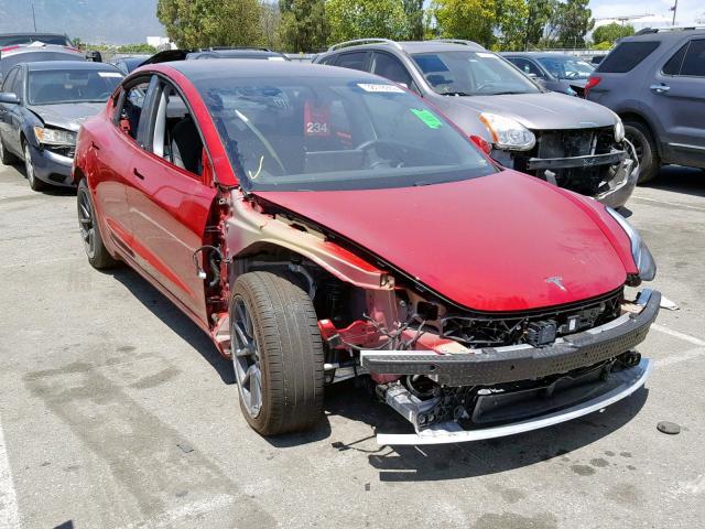 5YJ3E1EB7JF129810 - 2018 TESLA MODEL 3 RED photo 1