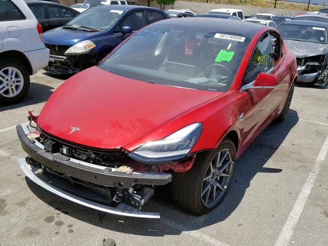 5YJ3E1EB7JF129810 - 2018 TESLA MODEL 3 RED photo 2